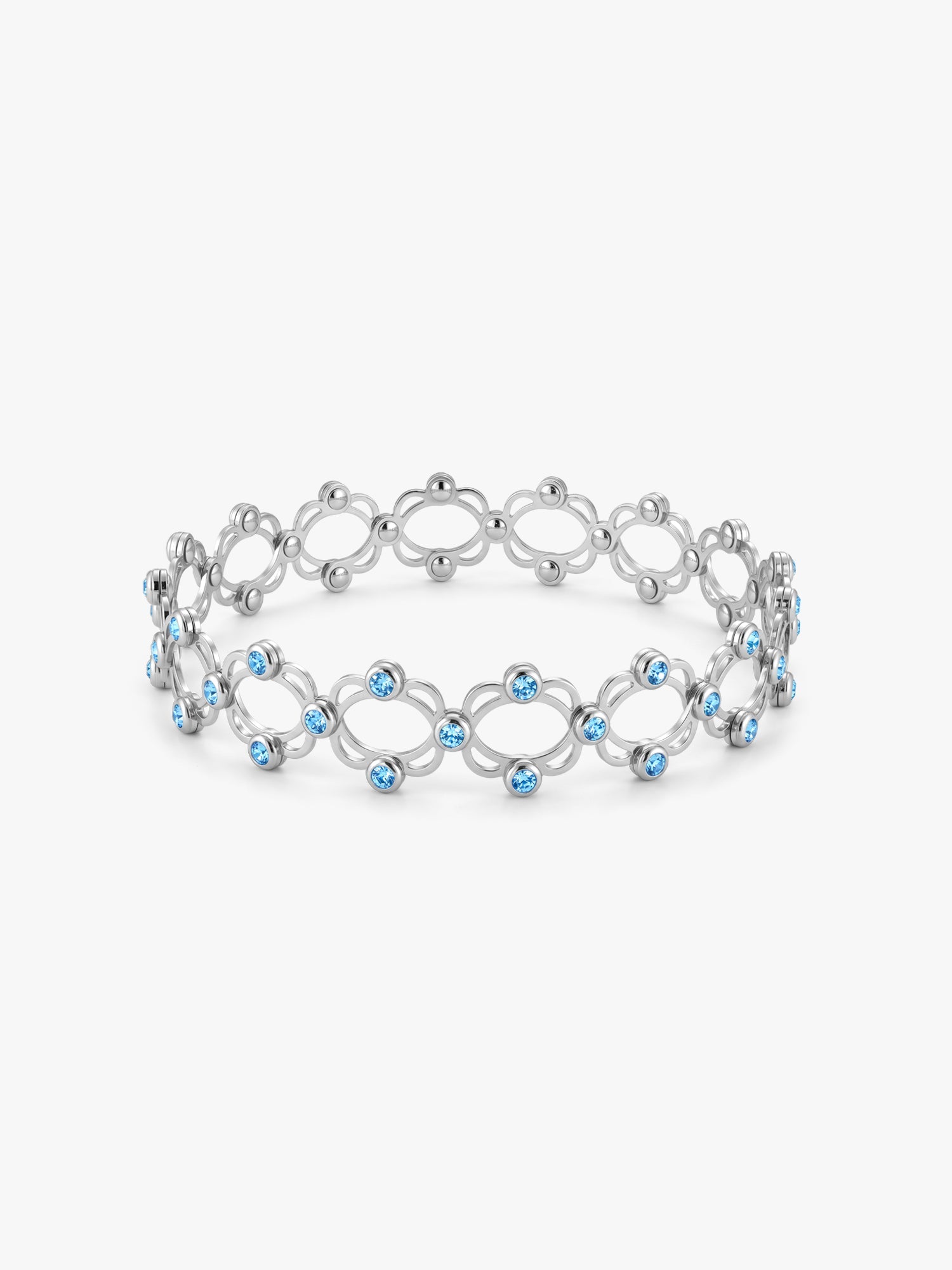 Silver Supple Bracelet with Aqua Blue Stones