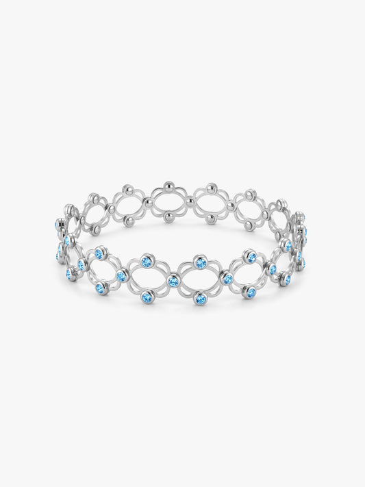 Silver Supple Bracelet with Aqua Blue Stones