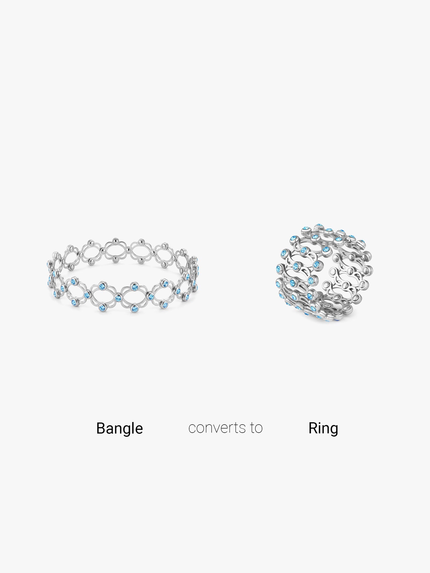 Silver Supple Bracelet with Aqua Blue Stones