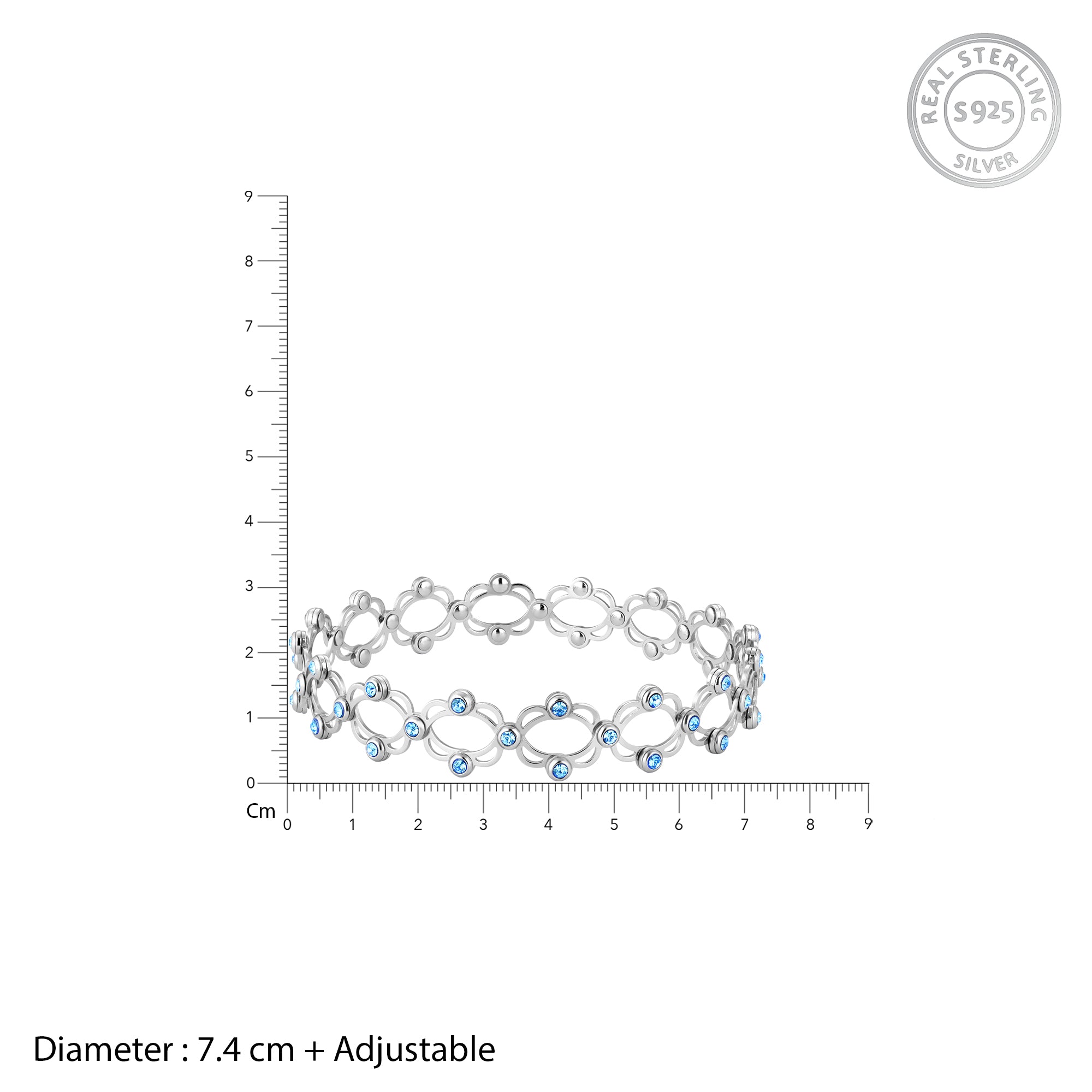 Silver Supple Bracelet with Aqua Blue Stones - view 8