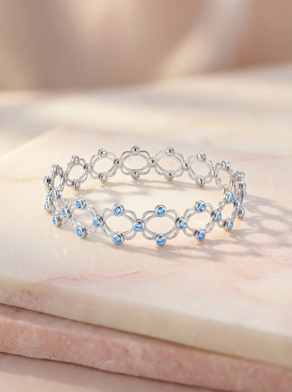 Silver Supple Bracelet with Aqua Blue Stones