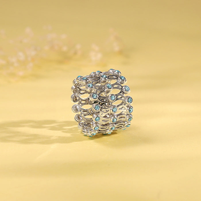 Silver Supple Bracelet with Aqua Blue Stones - view 2