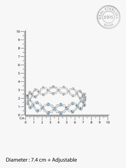 Silver Supple Bracelet with Aqua Blue Stones