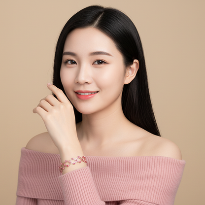 Rose Gold Supple Bracelet with Royal Pink Stones