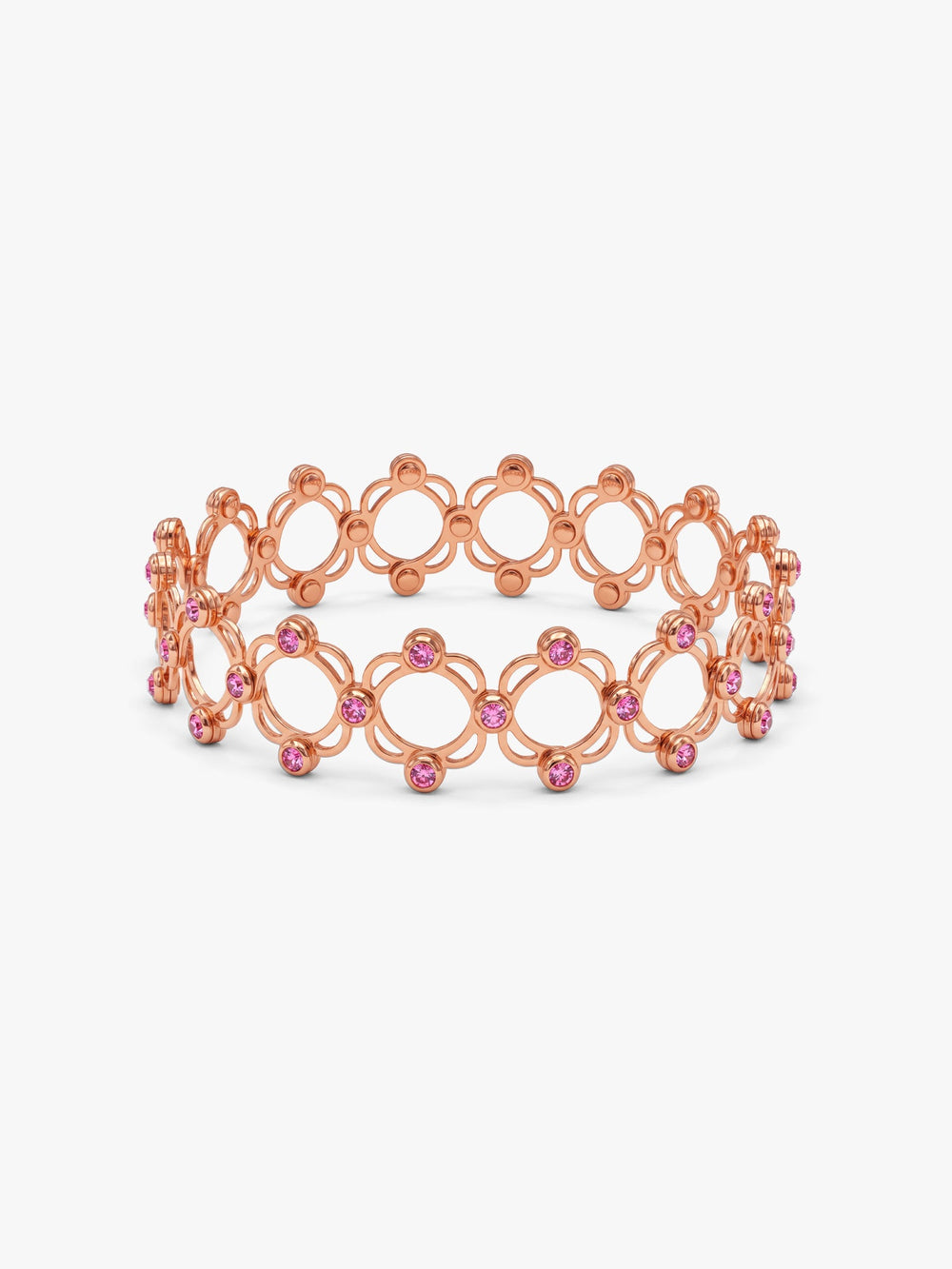 Rose Gold Supple Bracelet with Royal Pink Stones