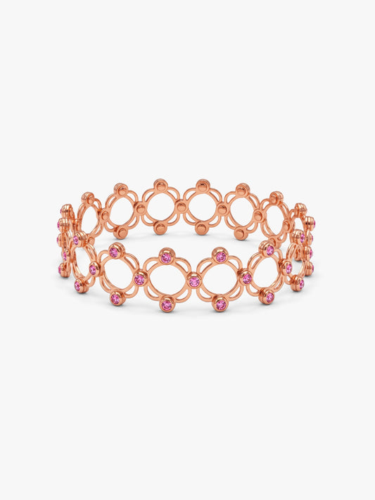 Rose Gold Supple Bracelet with Royal Pink Stones