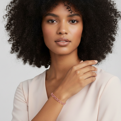 Rose Gold Supple Bracelet with Royal Pink Stones