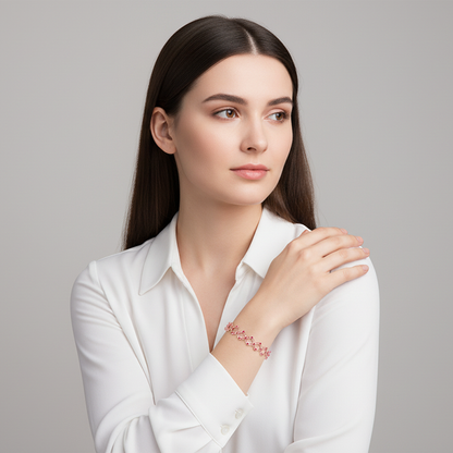 Rose Gold Supple Bracelet with Royal Pink Stones