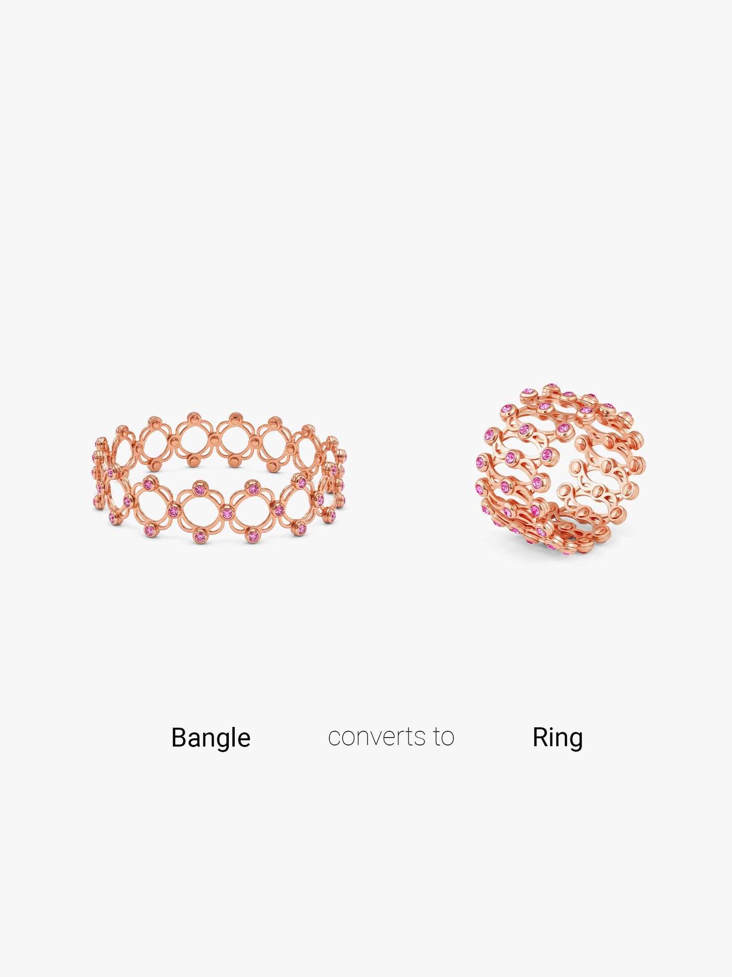 Rose Gold Supple Bracelet with Royal Pink Stones