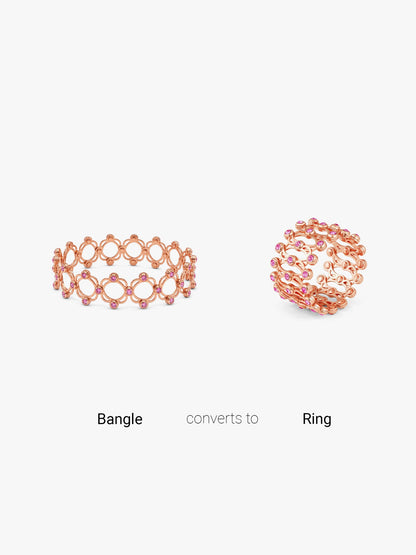 Rose Gold Supple Bracelet with Royal Pink Stones