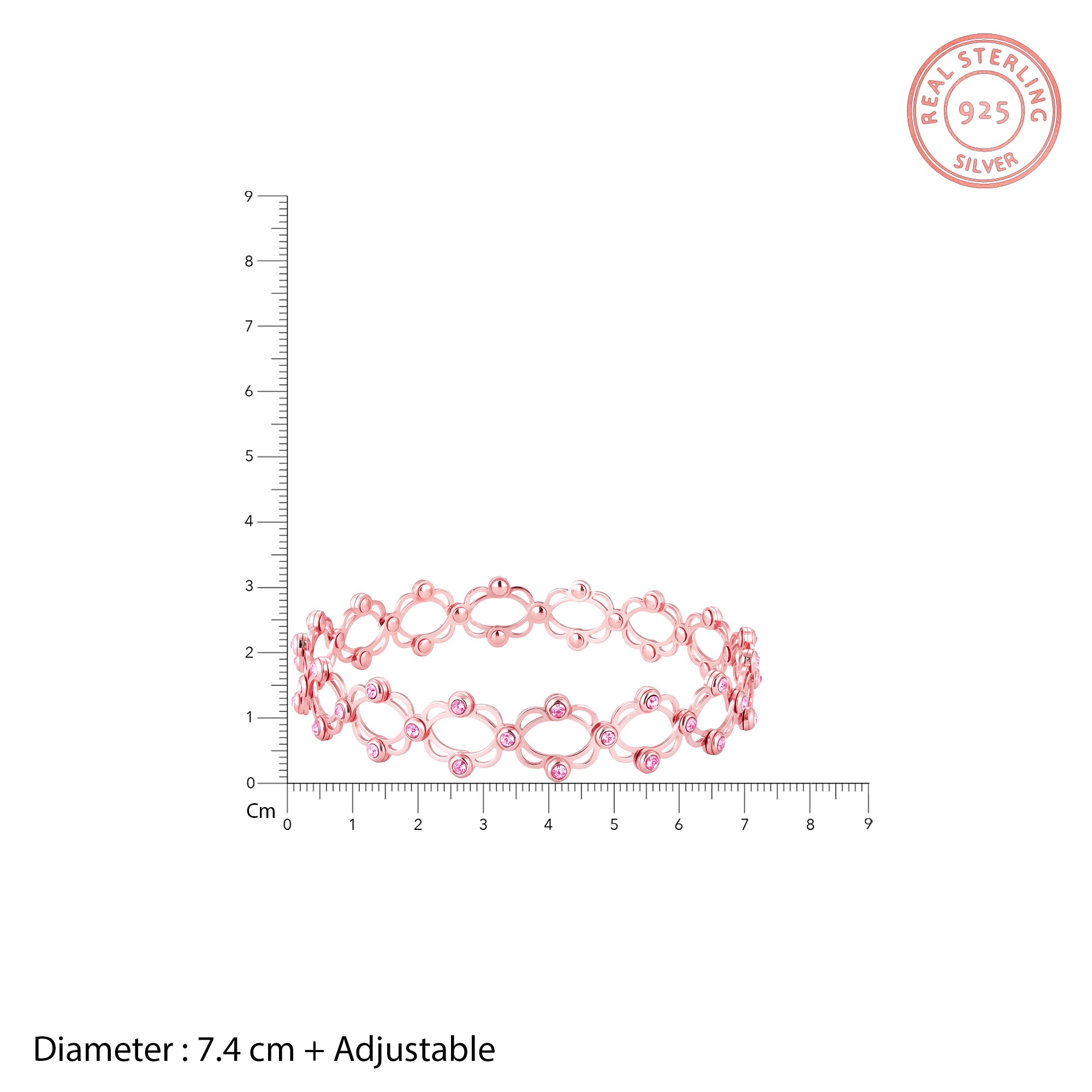 Rose Gold Supple Bracelet with Royal Pink Stones - view 9