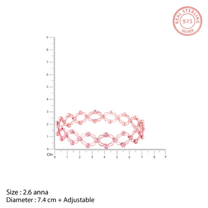 Rose Gold Supple Bracelet with Royal Pink Stones