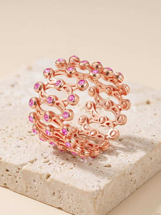 Rose Gold Supple Bracelet with Royal Pink Stones