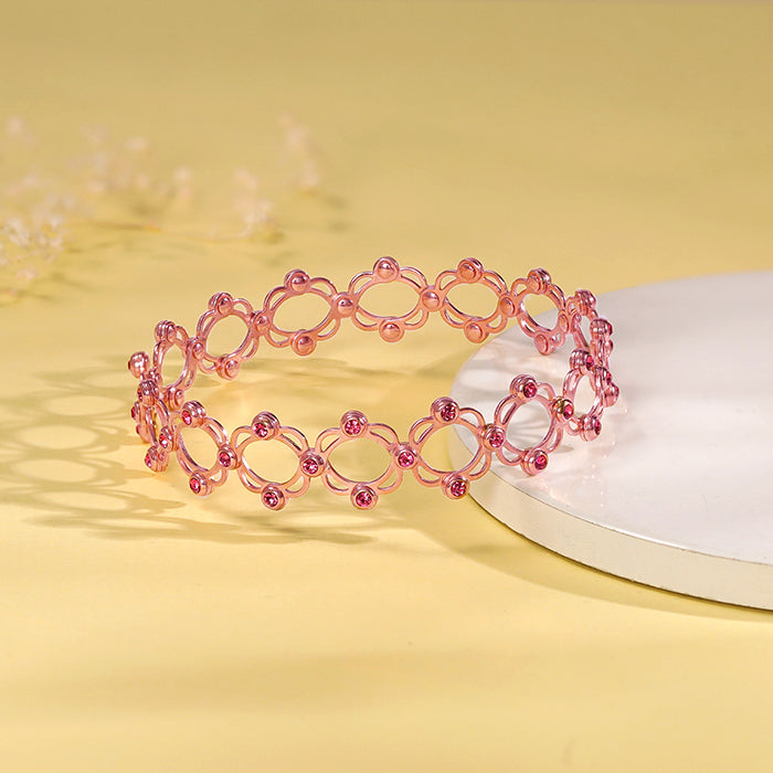 Rose Gold Supple Bracelet with Royal Pink Stones - Image 1