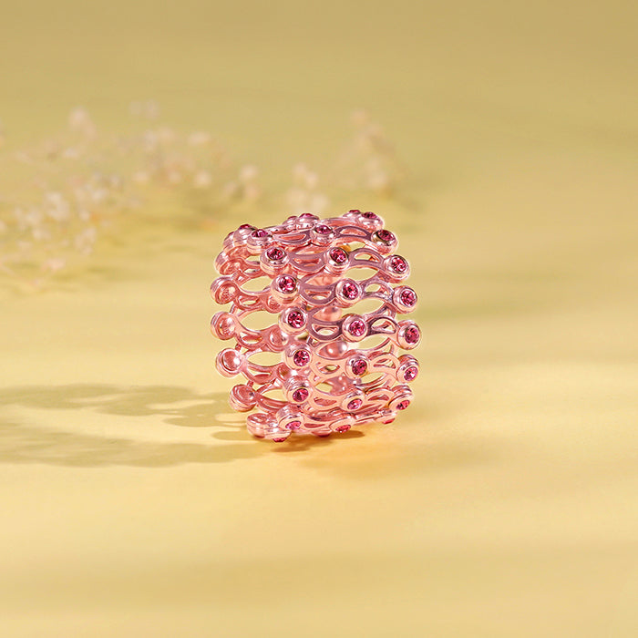 Rose Gold Supple Bracelet with Royal Pink Stones - view 2