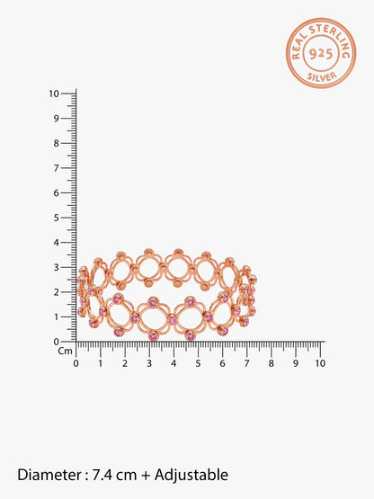 Rose Gold Supple Bracelet with Royal Pink Stones