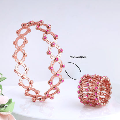Rose Gold Supple Bracelet with Royal Pink Stones