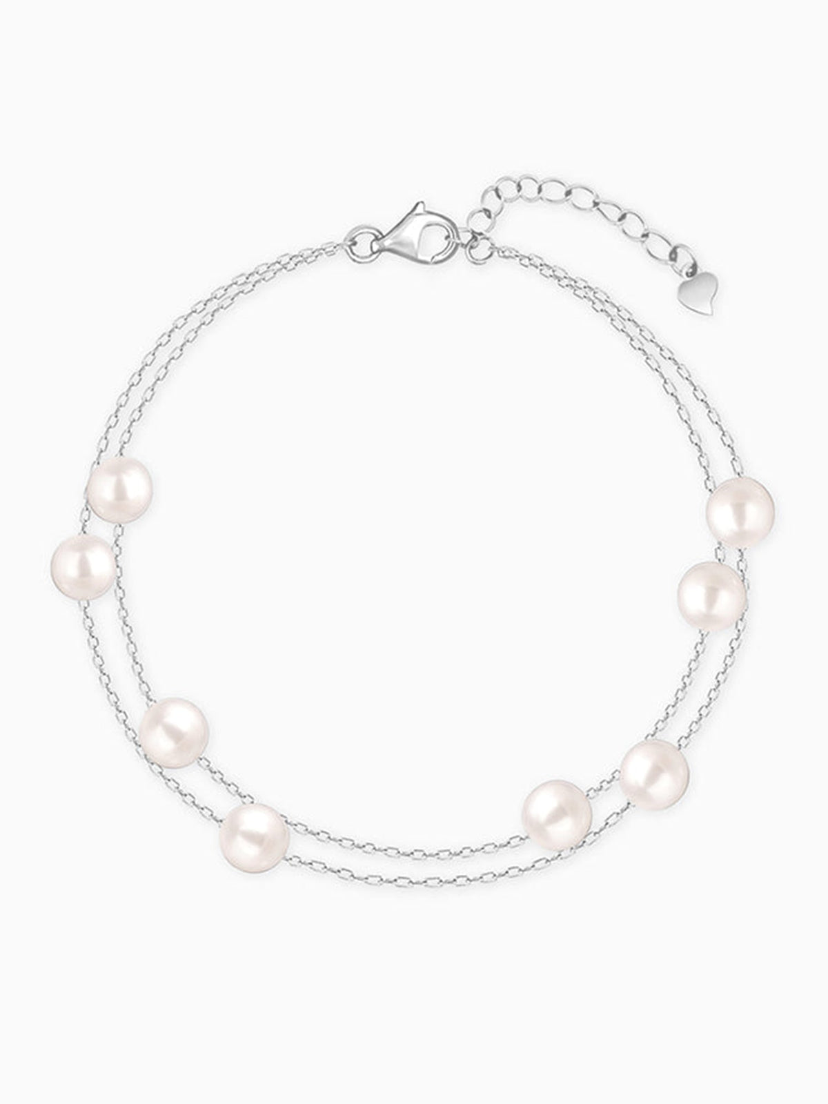 Silver String of Pearls Layered Bracelet