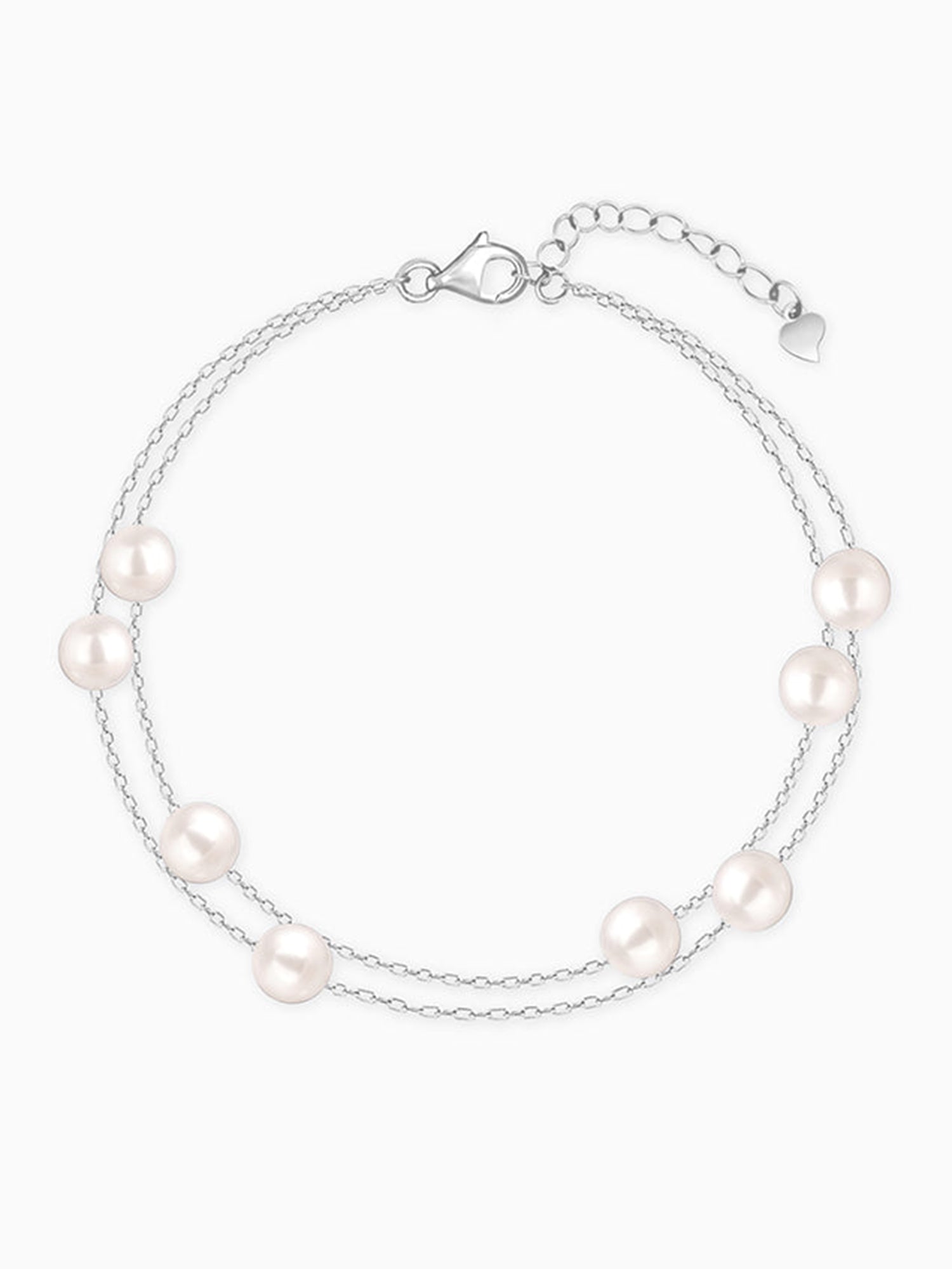 Silver String of Pearls Layered Bracelet