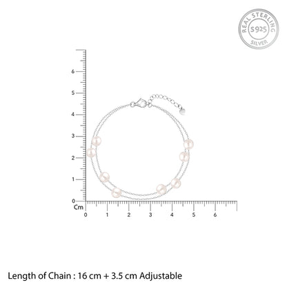 Silver String of Pearls Layered Bracelet