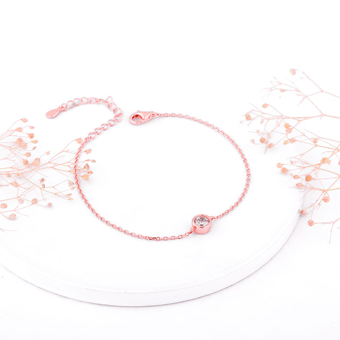 Rose Gold Solitaire Luxe Bracelet