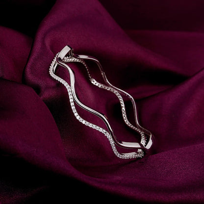 Silver Shiny Wave Bangle
