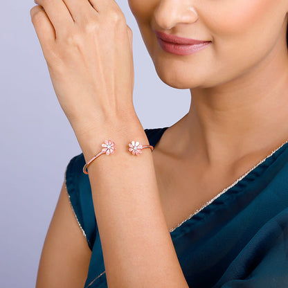 Rose Gold Blooming Daisy Cuff Bracelet