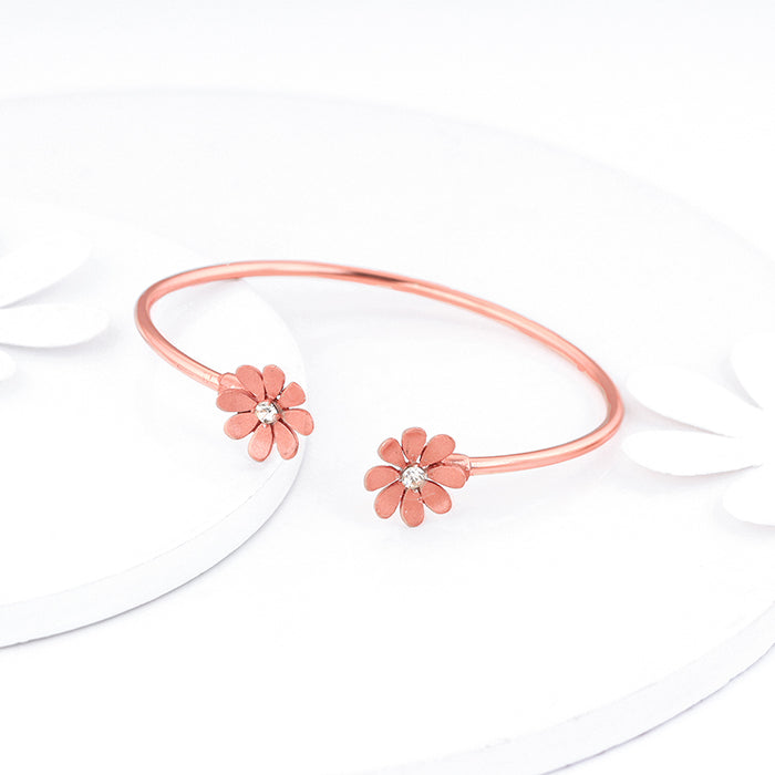 Rose Gold Blooming Daisy Cuff Bracelet