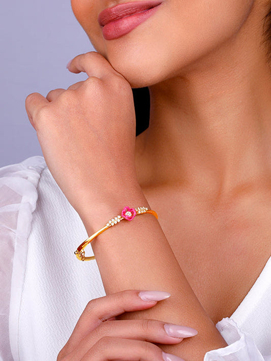 Golden Pink Brahma Kamal Bracelet