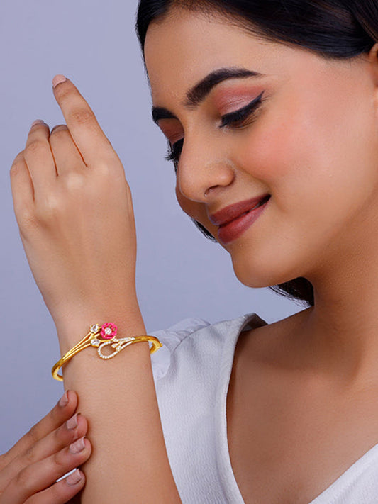 Golden Pink Brahma Kamal Radiance Bracelet