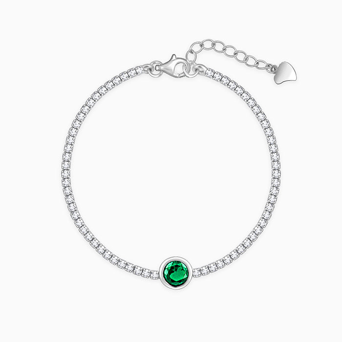 Silver Circle of Green Tennis Bracelet