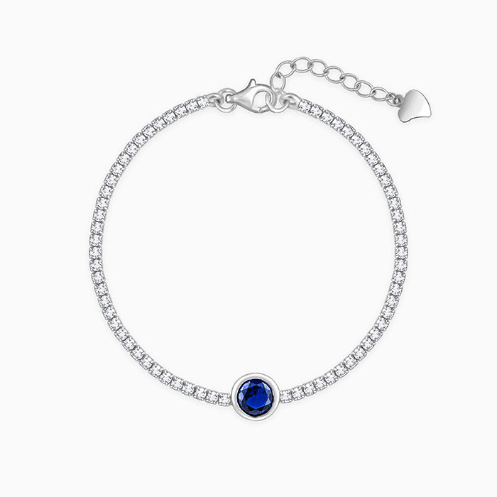 Silver Circle of Blue Tennis Bracelet