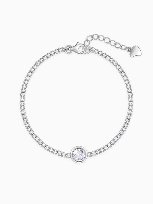 Silver Circle of White Tennis Bracelet