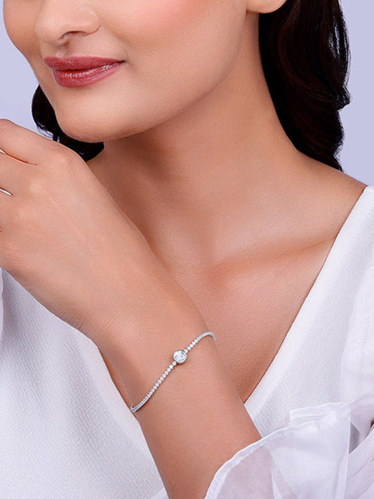 Silver Circle of White Tennis Bracelet