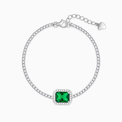 Silver Opulence of Green Tennis Bracelet