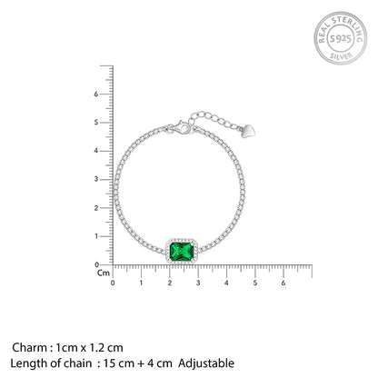 Silver Opulence of Green Tennis Bracelet