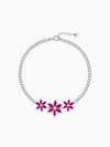 Silver Pink Floral Tennis Bracelet