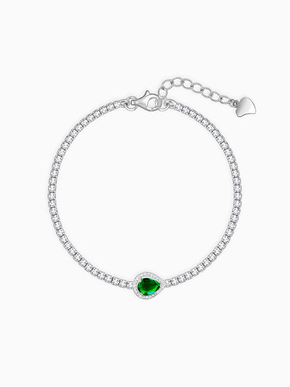 Silver Bliss of Green Tennis Bracelet