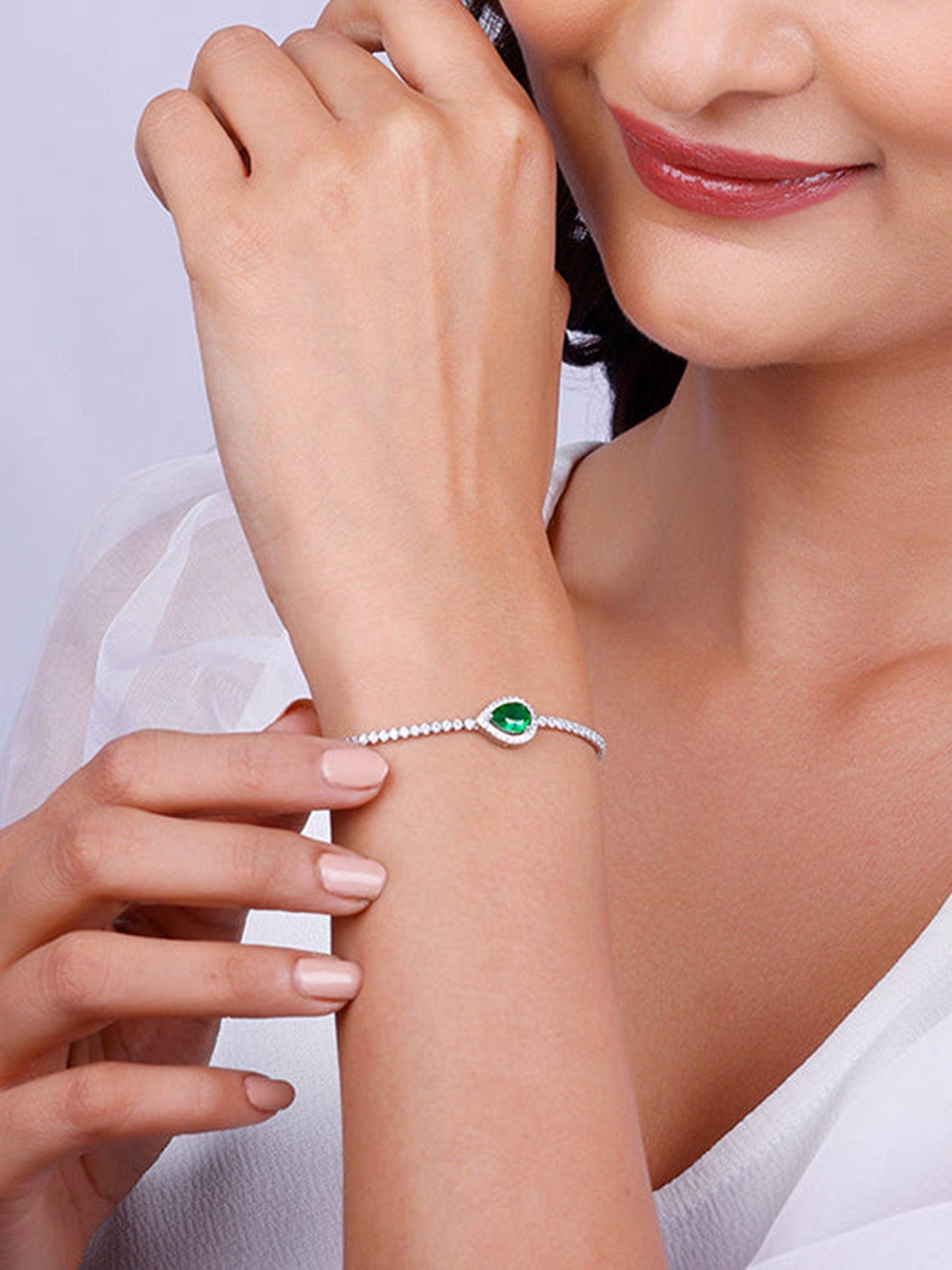 Silver Bliss of Green Tennis Bracelet