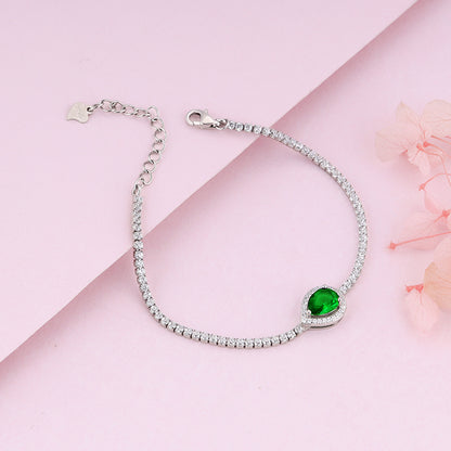 Silver Bliss of Green Tennis Bracelet