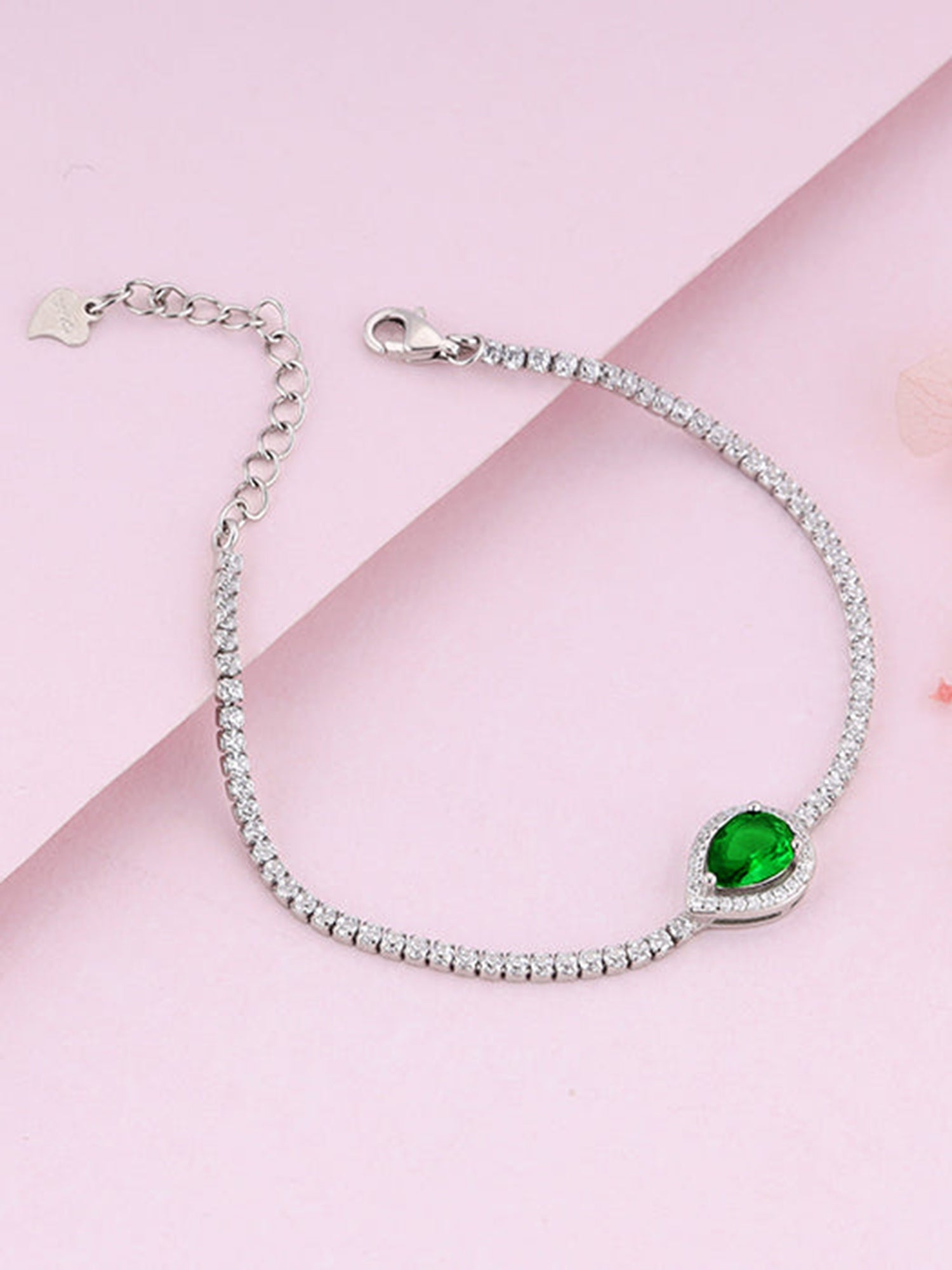 Silver Bliss of Green Tennis Bracelet