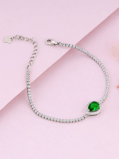 Silver Bliss of Green Tennis Bracelet
