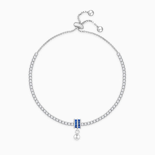 Silver Roll of Blue Tennis Bracelet