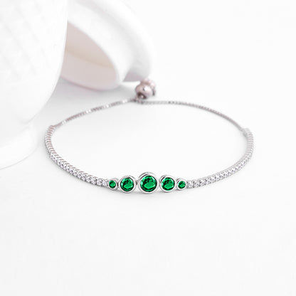 Silver Arc of Green Bracelet