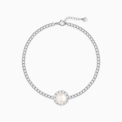 Silver Circle of Pearl Tennis Bracelet