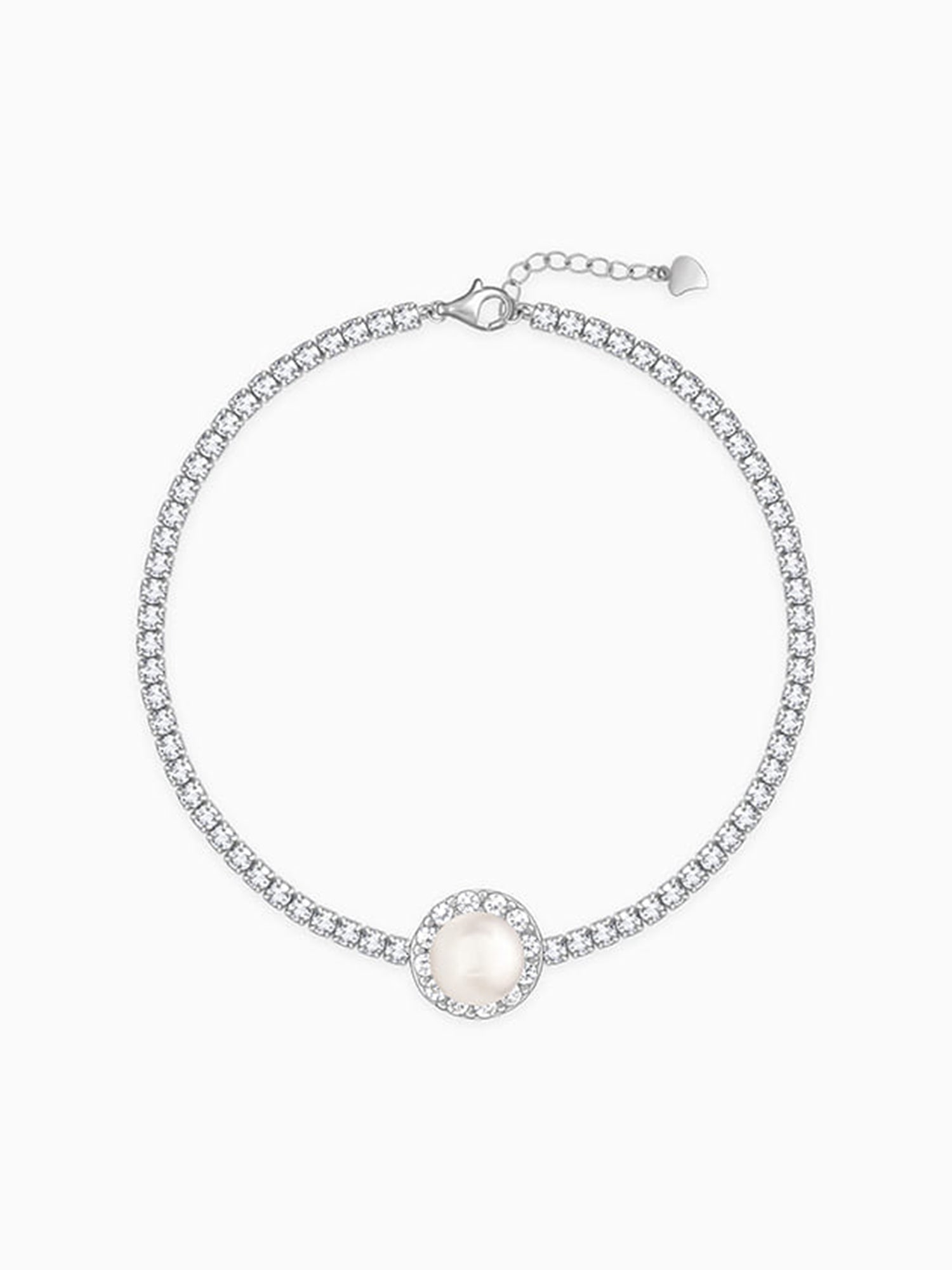 Silver Circle of Pearl Tennis Bracelet
