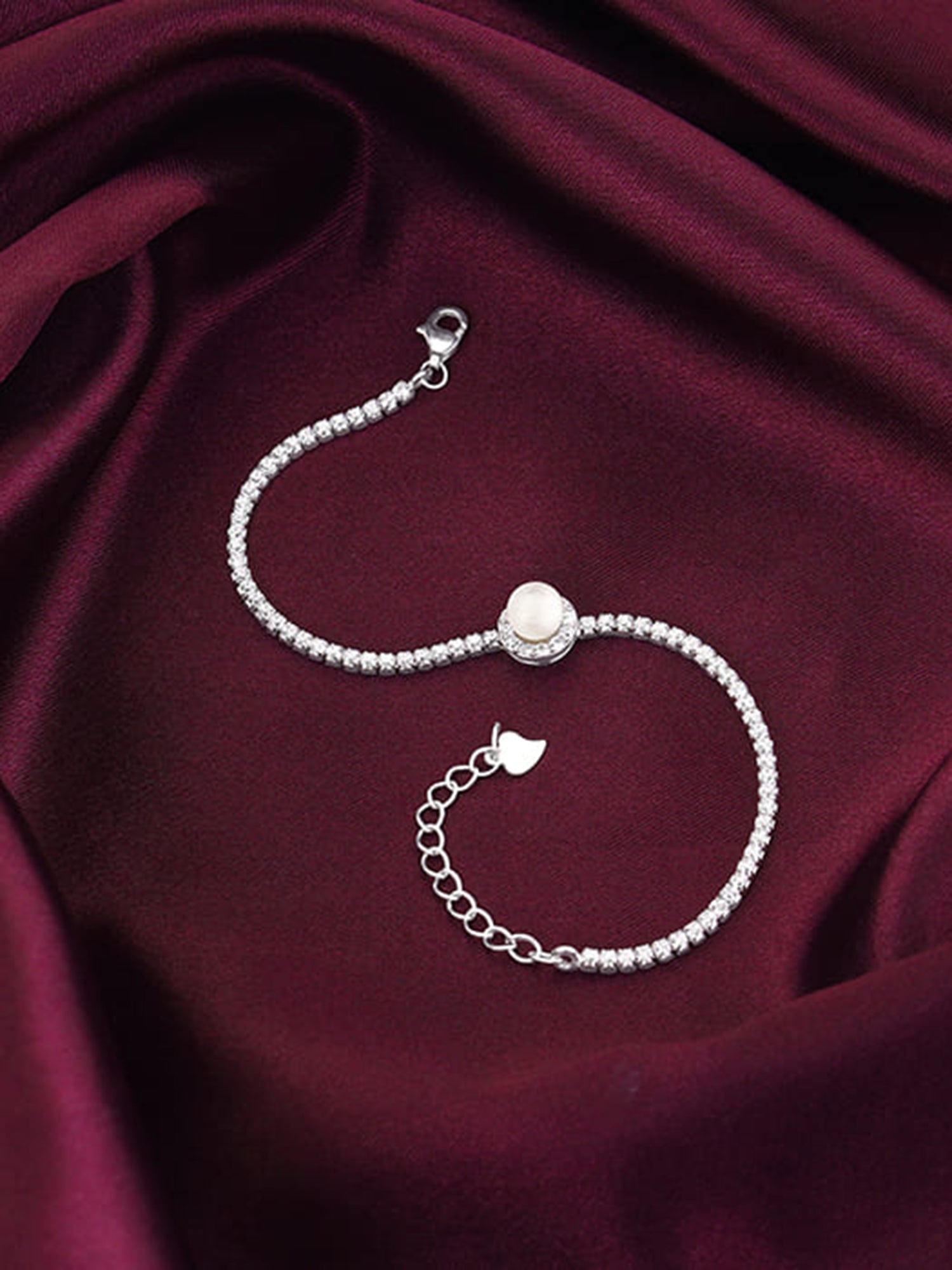 Silver Circle of Pearl Tennis Bracelet