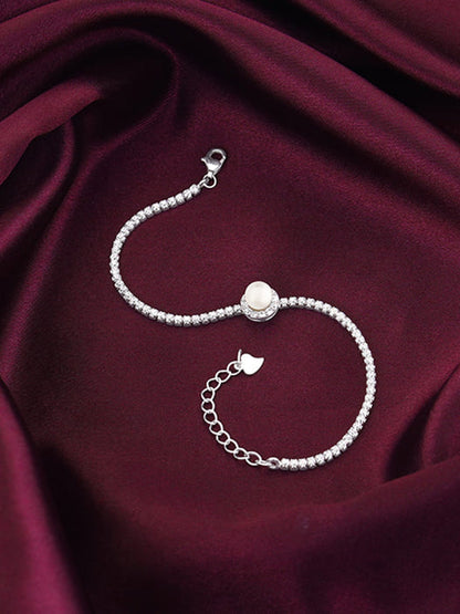 Silver Circle of Pearl Tennis Bracelet