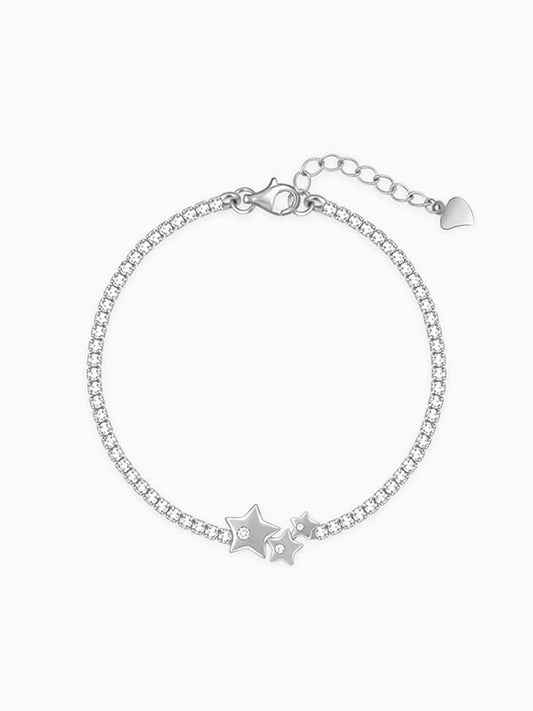 Silver Triple Star Tennis Bracelet