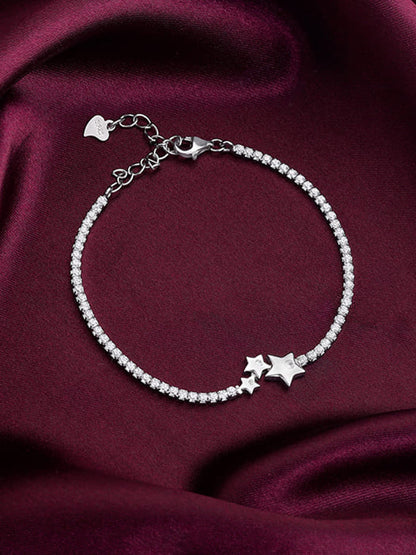 Silver Triple Star Tennis Bracelet